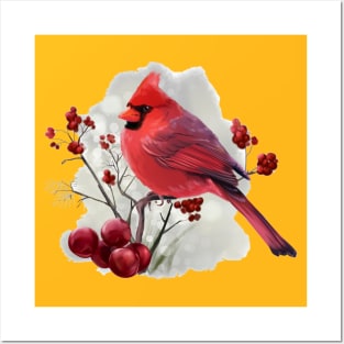 Bird Cardinal sitting on a branch Posters and Art